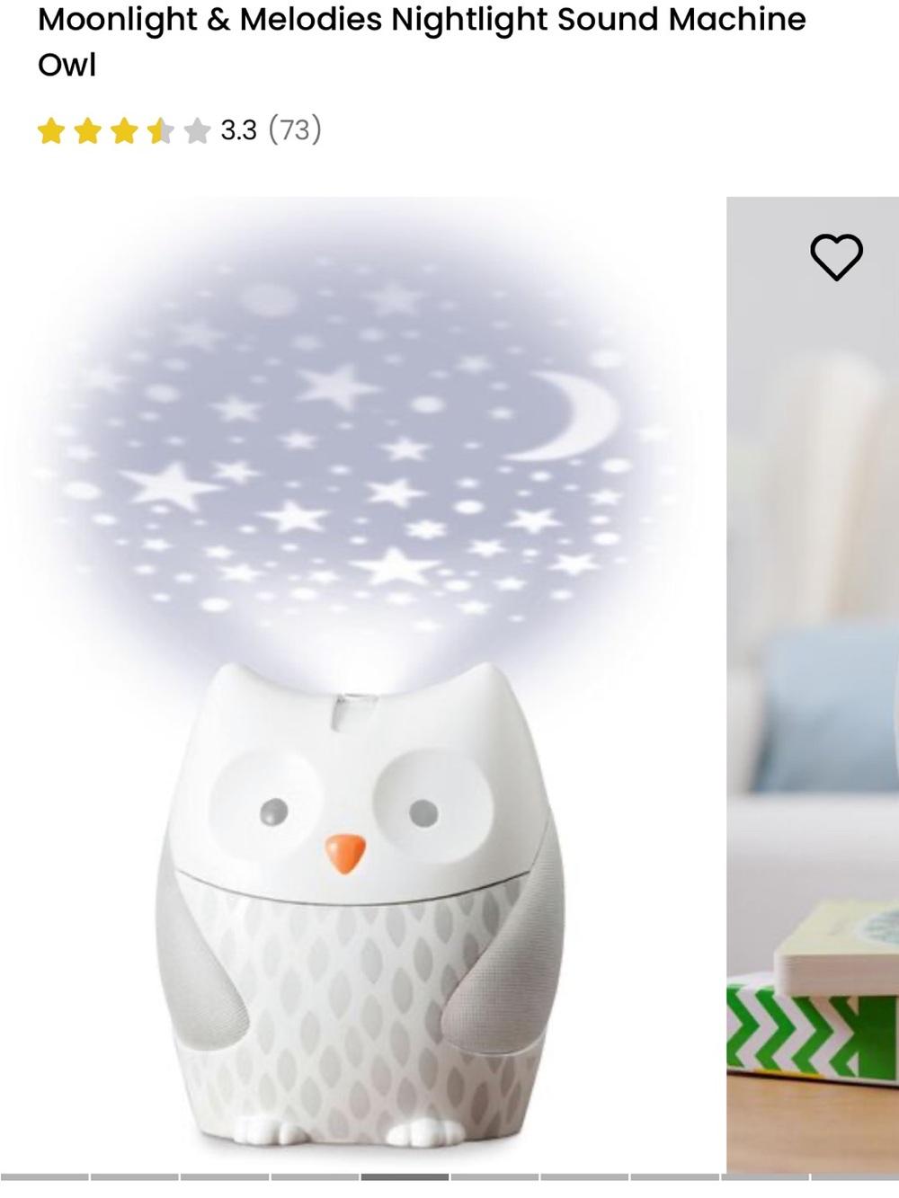 Skip Hop White Owl Night Light with Orange Beak - Picture 5 of 8